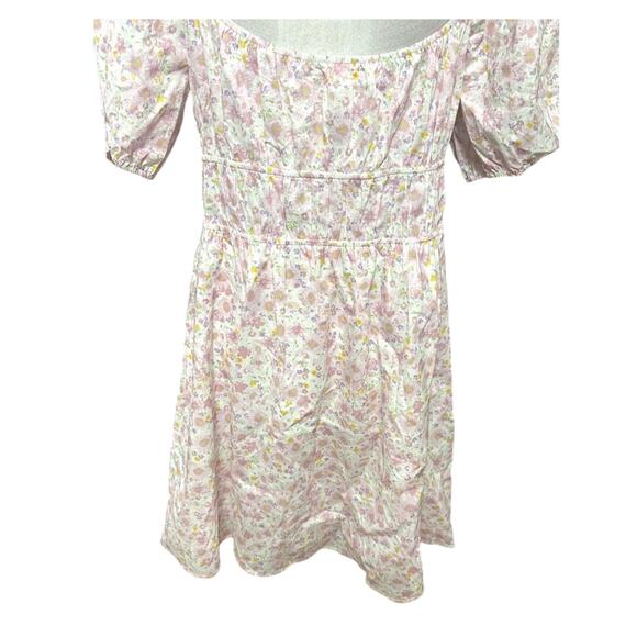 Elodie Pullover Mini Dress Floral Print Puff Sleeve Low Back Pink Size XL NWOT - Picture 6 of 8